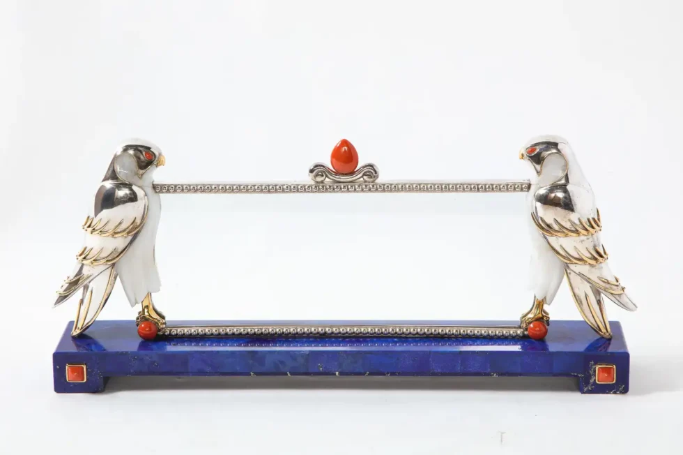 Mellerio Paris, a Silver, Gold, Lapis Lazuli, Coral, and Hardstone Picture Frame - Image 12