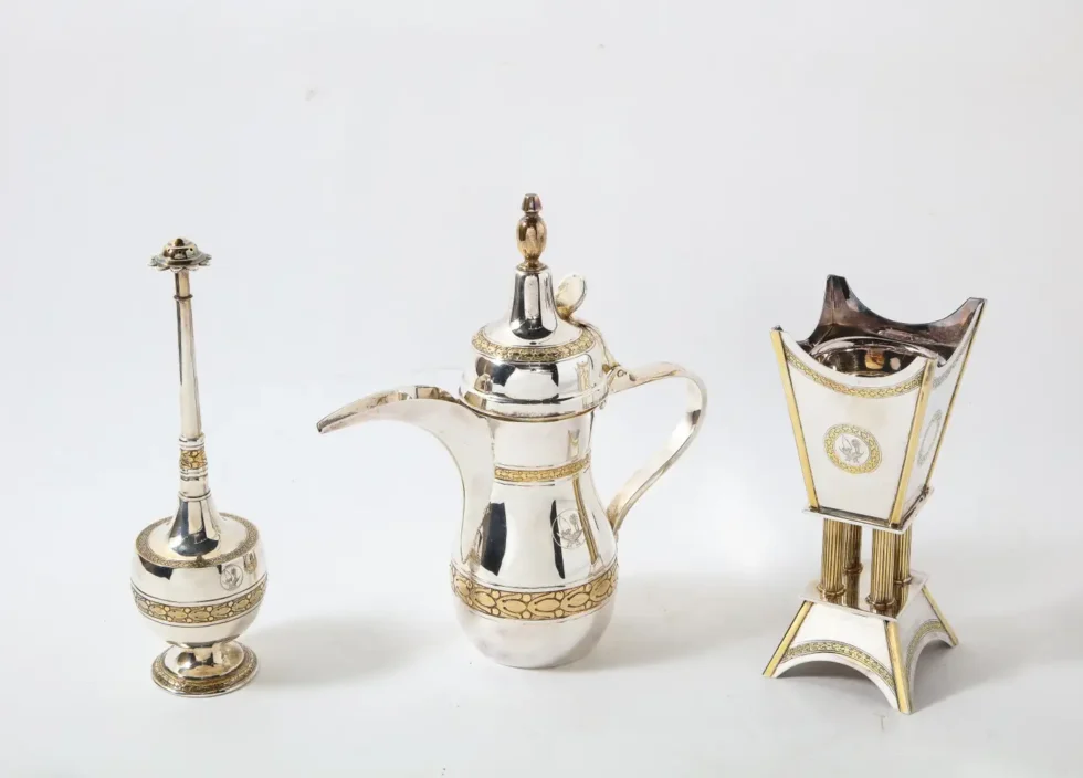 Margaret Thatcher and State of Qatar, Garrard & Co. Silver Gilt Presentation Set - Image 3