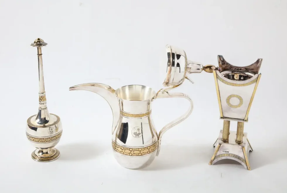 Margaret Thatcher and State of Qatar, Garrard & Co. Silver Gilt Presentation Set - Image 5