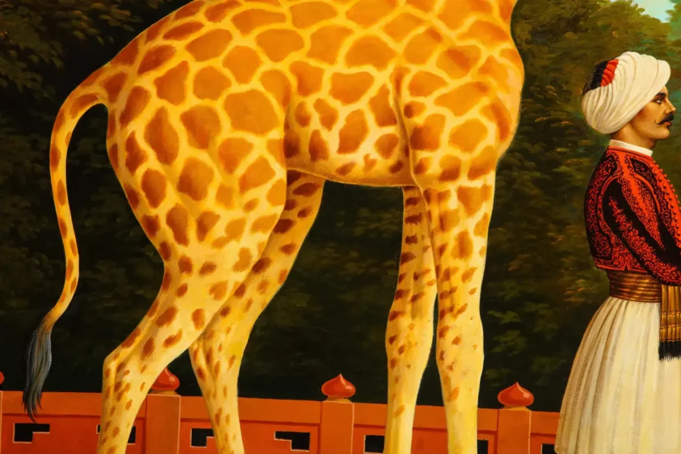 William Skilling (American/British, 1862–1964) Giraffe & Attendant Oil Painting - Image 10