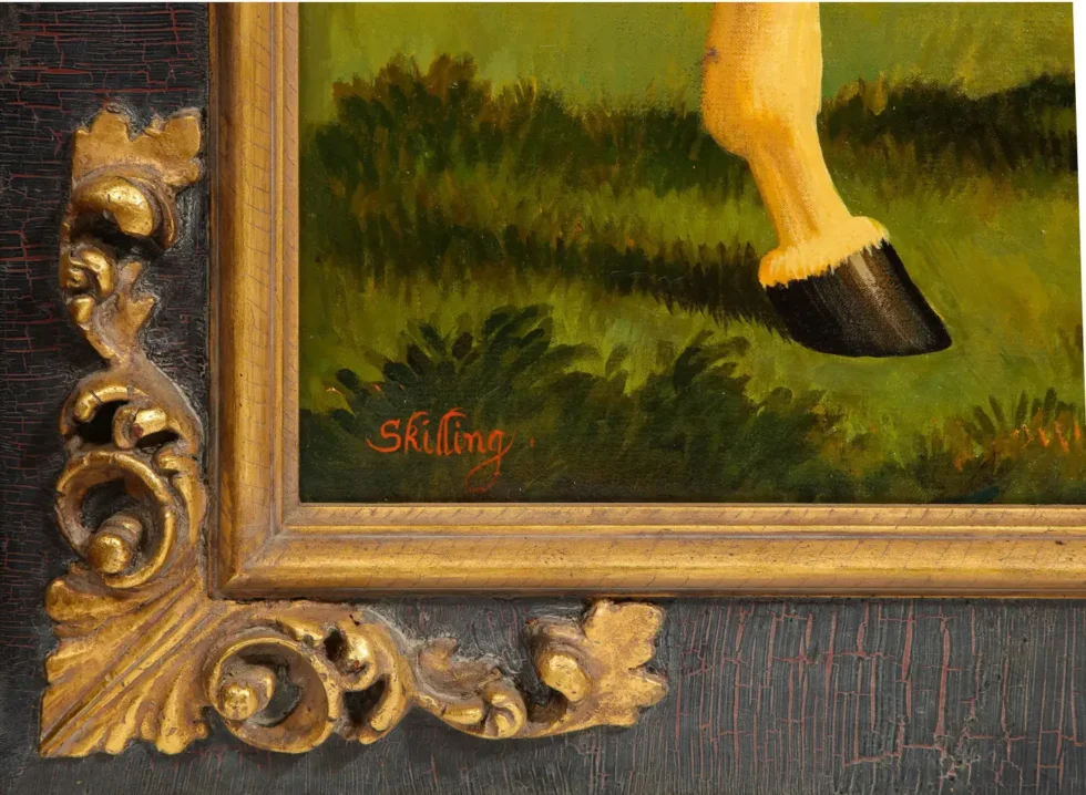 William Skilling (American/British, 1862–1964) Giraffe & Attendant Oil Painting - Image 9