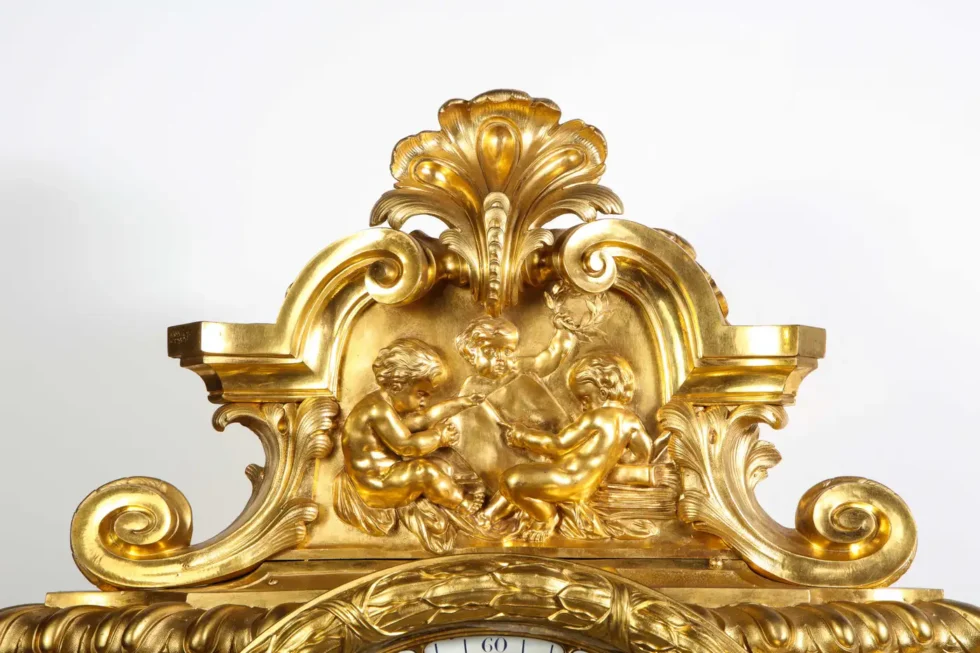 Palatial & Rare Napoleon III French Ormolu and Patinated Bronze Clock, Detouche - Image 9