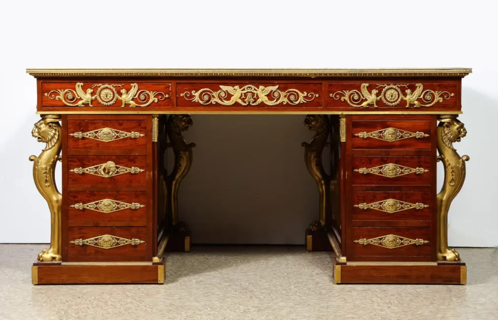 Alexandre Chevrie, Museum French Ormolu Mounted Mahogany Royal Executive Desk - Image 19