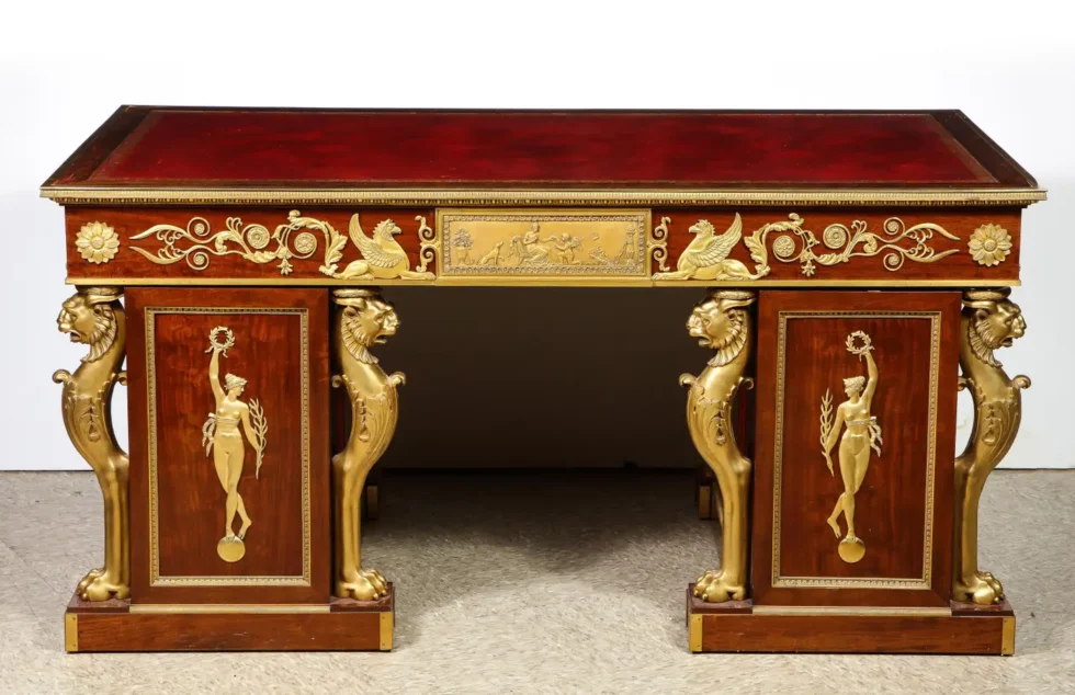Alexandre Chevrie, Museum French Ormolu Mounted Mahogany Royal Executive Desk - Image 10