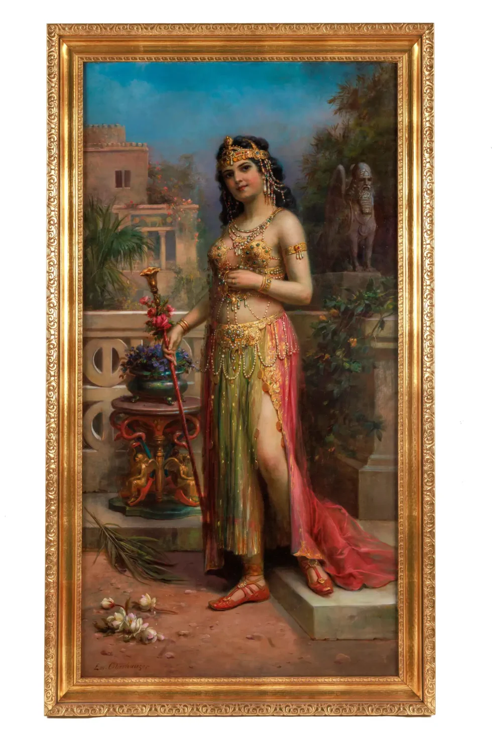 Emanuel Oberhauser (Austrian, 1854 – 1919) Full Length “Orientalist Queen” Oil