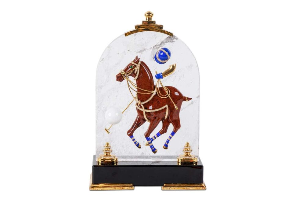 Mellerio Paris, French Gold, Diamonds, Silver, Lapis, and Obsidian Polo Player - Image 2