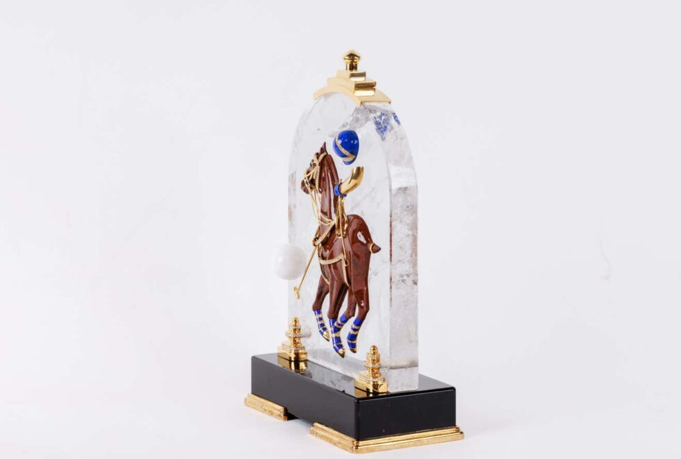 Mellerio Paris, French Gold, Diamonds, Silver, Lapis, and Obsidian Polo Player - Image 4