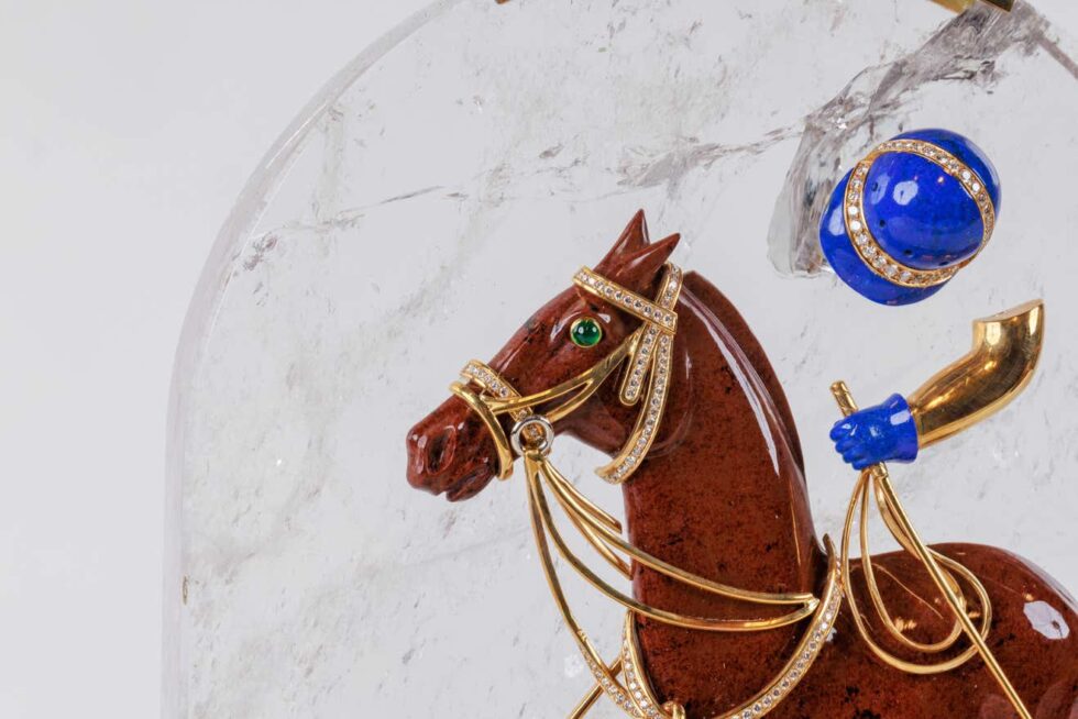 Mellerio Paris, French Gold, Diamonds, Silver, Lapis, and Obsidian Polo Player - Image 6