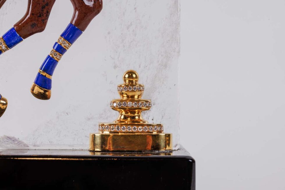 Mellerio Paris, French Gold, Diamonds, Silver, Lapis, and Obsidian Polo Player - Image 8