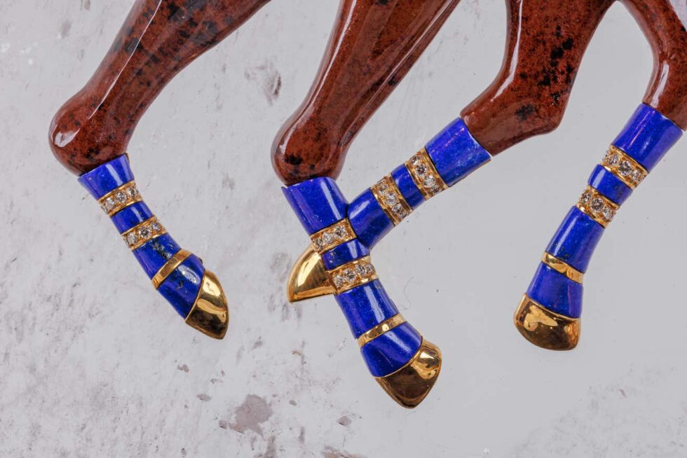 Mellerio Paris, French Gold, Diamonds, Silver, Lapis, and Obsidian Polo Player - Image 10