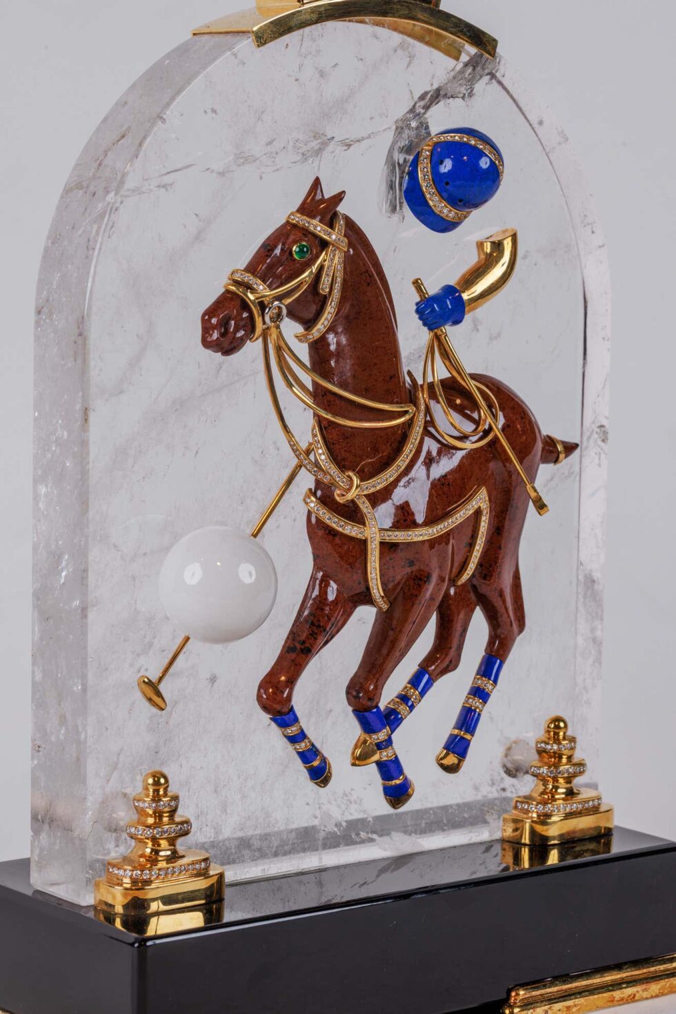Mellerio Paris, French Gold, Diamonds, Silver, Lapis, and Obsidian Polo Player - Image 7