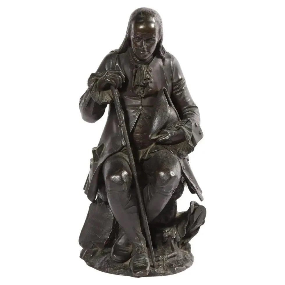 Rare Patinated Bronze Sculpture of Benjamin Franklin, by A. Carrier-Belleuse