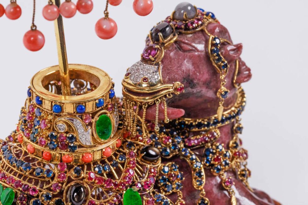 Exquisite 14K Gold, Diamonds, Emeralds, Rubies, Semi Precious Stone Camel - Image 4