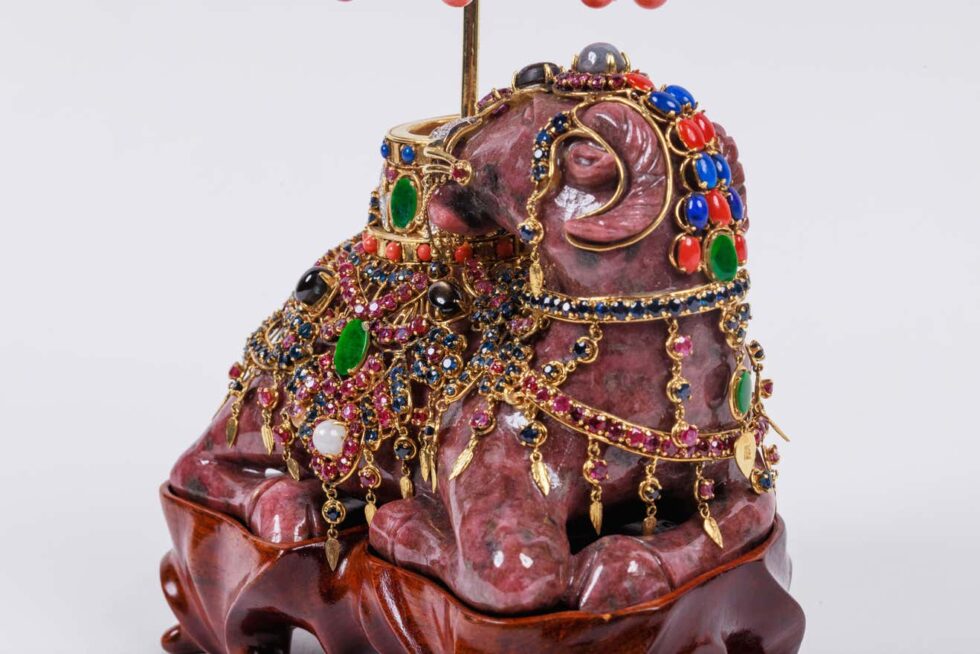 Exquisite 14K Gold, Diamonds, Emeralds, Rubies, Semi Precious Stone Camel - Image 8