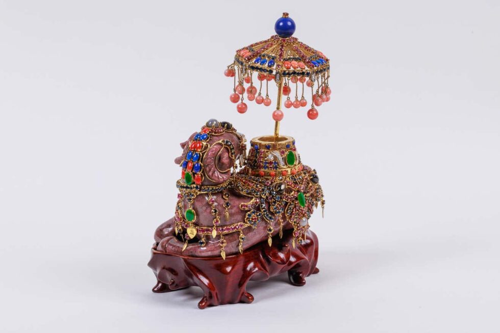 Exquisite 14K Gold, Diamonds, Emeralds, Rubies, Semi Precious Stone Camel - Image 9