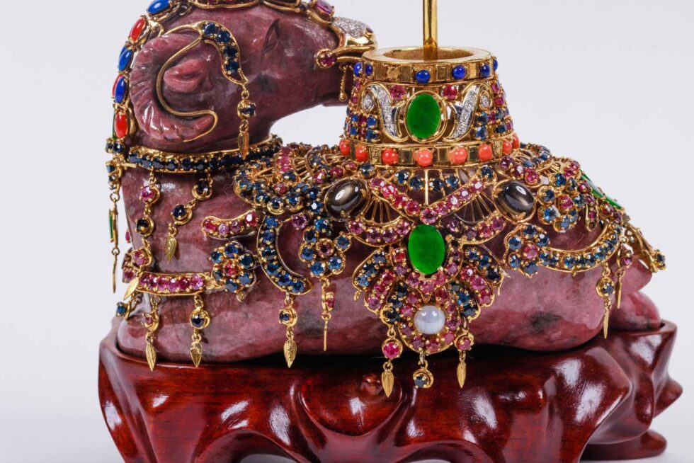 Exquisite 14K Gold, Diamonds, Emeralds, Rubies, Semi Precious Stone Camel - Image 11