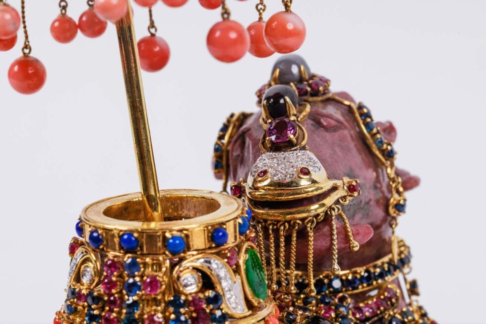 Exquisite 14K Gold, Diamonds, Emeralds, Rubies, Semi Precious Stone Camel - Image 12