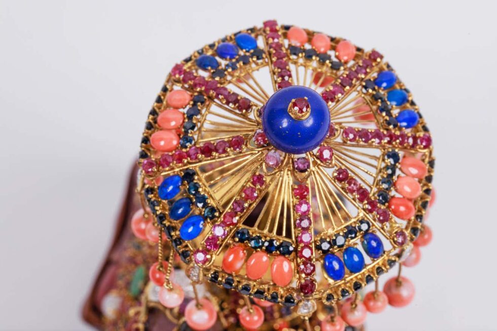 Exquisite 14K Gold, Diamonds, Emeralds, Rubies, Semi Precious Stone Camel - Image 15