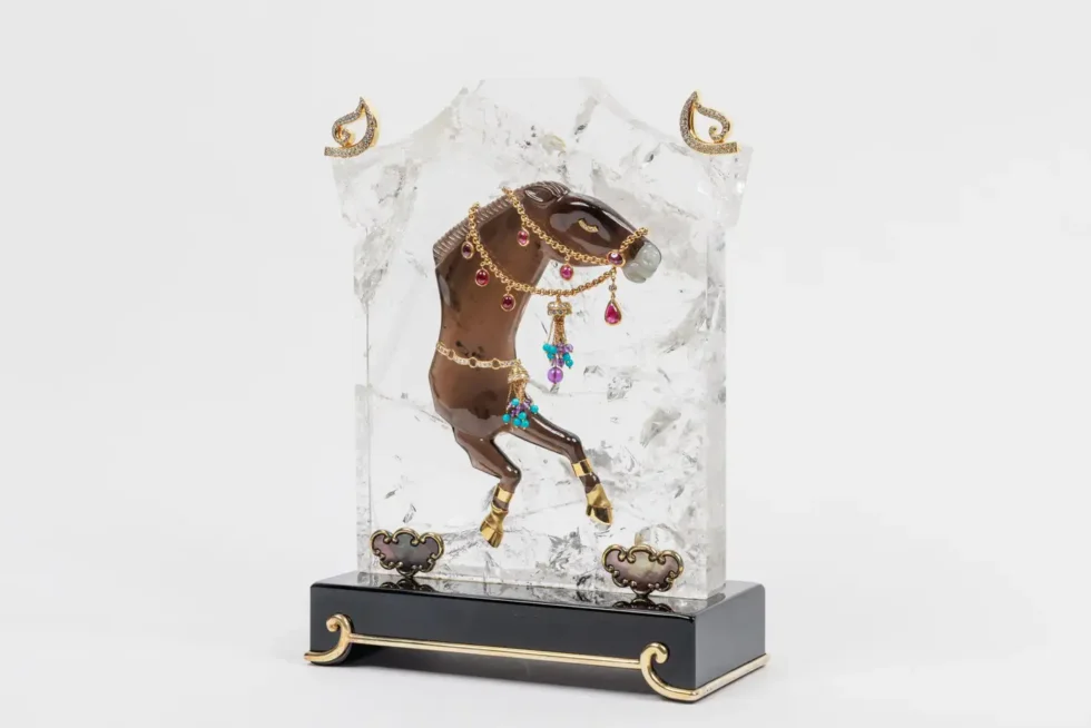Mellerio Paris, A French Gold, Diamonds, Silver, and Smoky Quartz Carved Horse - Image 2