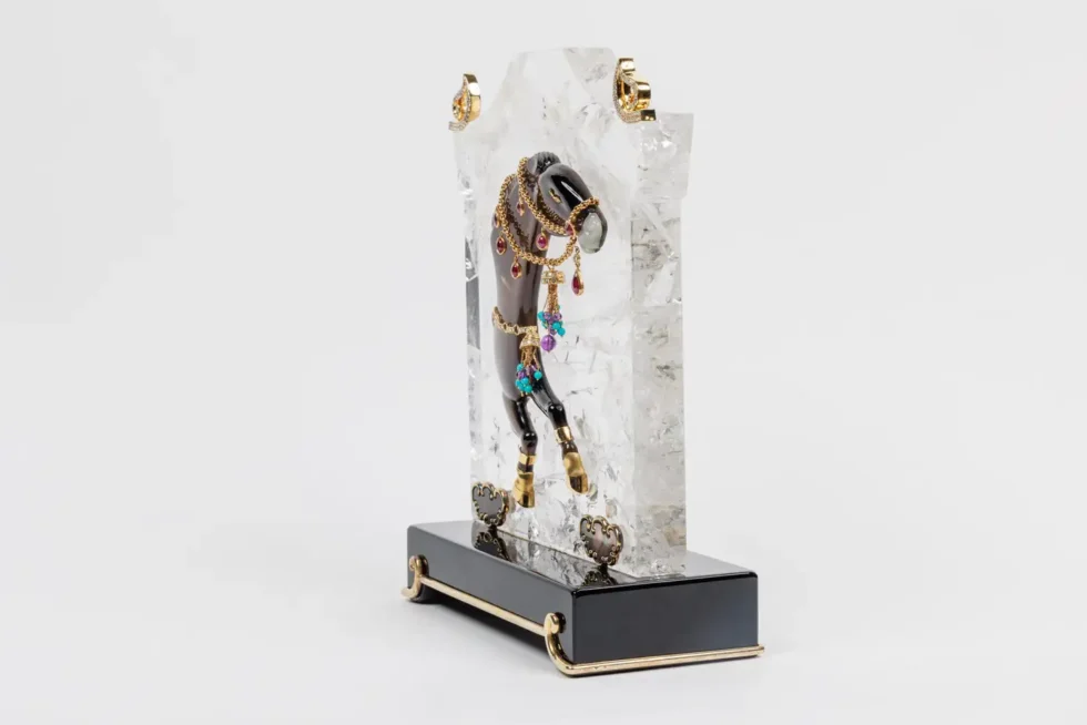 Mellerio Paris, A French Gold, Diamonds, Silver, and Smoky Quartz Carved Horse - Image 3
