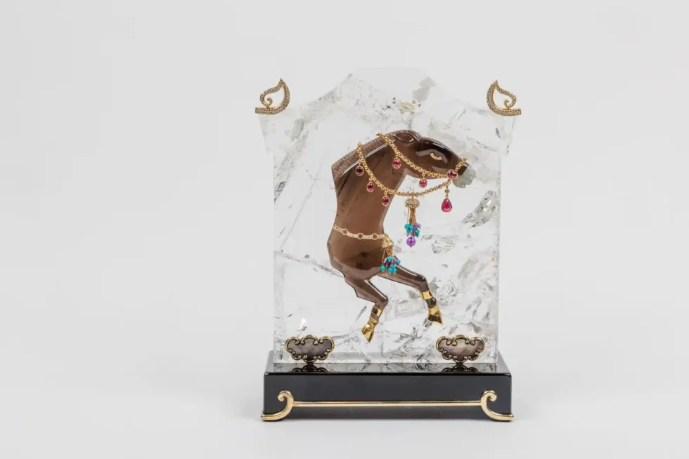 Mellerio Paris, A French Gold, Diamonds, Silver, and Smoky Quartz Carved Horse - Image 5