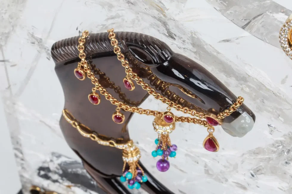 Mellerio Paris, A French Gold, Diamonds, Silver, and Smoky Quartz Carved Horse - Image 20