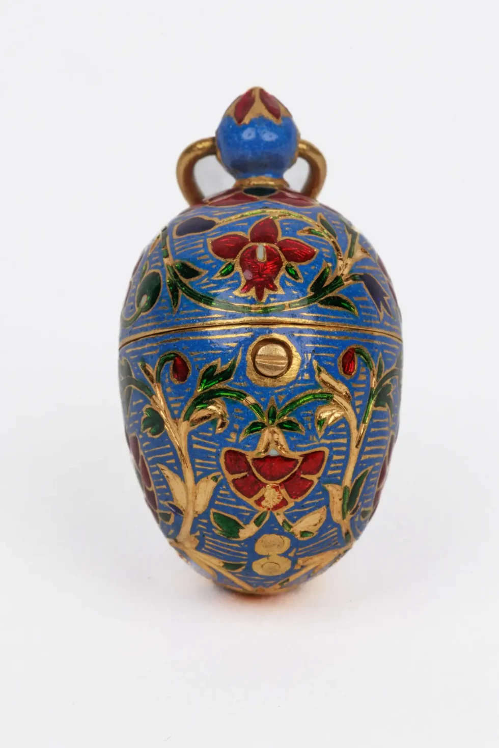 22K Indian Gold and Enamel Mango Shaped Pendant - Image 2