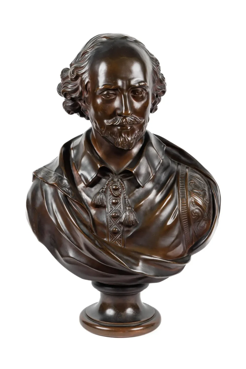 A Monumental French Patinated Bronze Bust of William Shakespeare, after Houdon