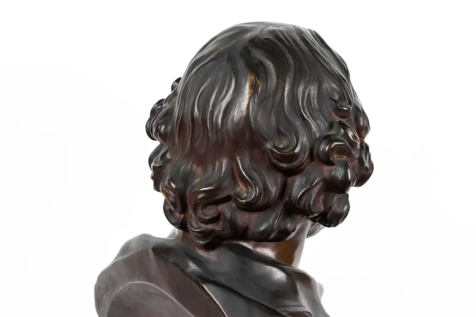 A Monumental French Patinated Bronze Bust of William Shakespeare, after Houdon - Image 12