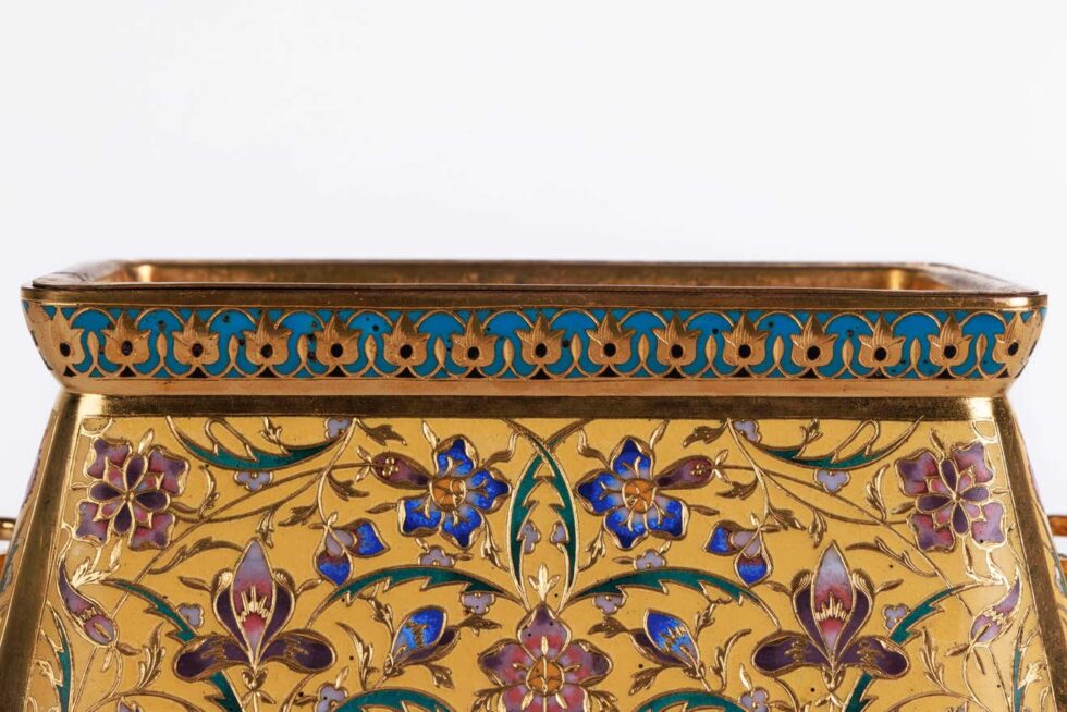 Ferdinand Barbedienne, a French Ormolu and Champleve Enamel Jardiniere, C. 1870 - Image 4