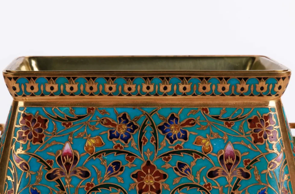 Ferdinand Barbedienne, A French Ormolu and Champleve Enamel Jardiniere, C. 1870 - Image 6