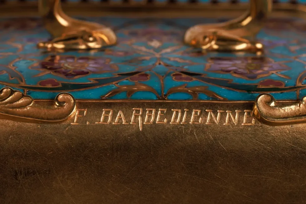 Ferdinand Barbedienne, A French Ormolu and Champleve Enamel Jardiniere, C. 1870 - Image 9