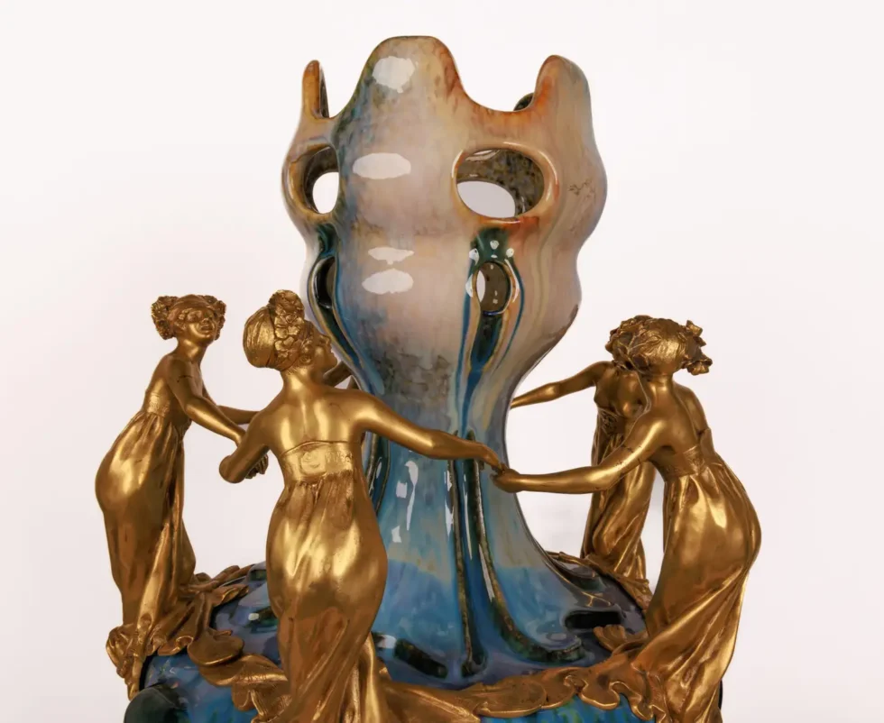 Important Monumental Art Nouveau Ormolu-Mounted Ceramic "Exhibition" Vase - Image 6
