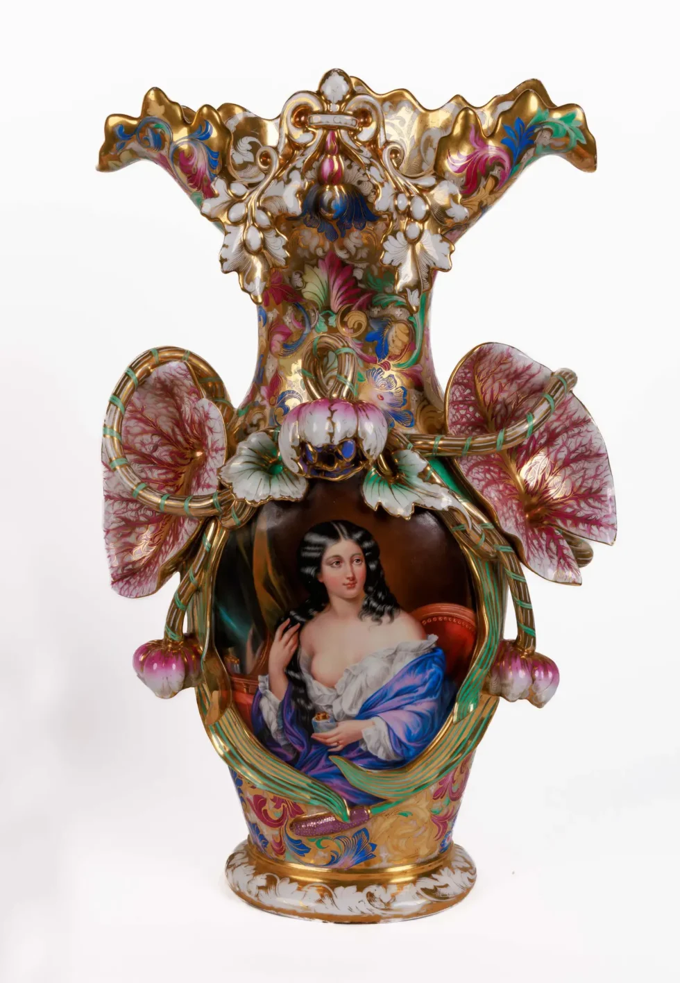 Monumental and Masterful Pair of French Paris Porcelain Hand-Painted Vases - Image 3