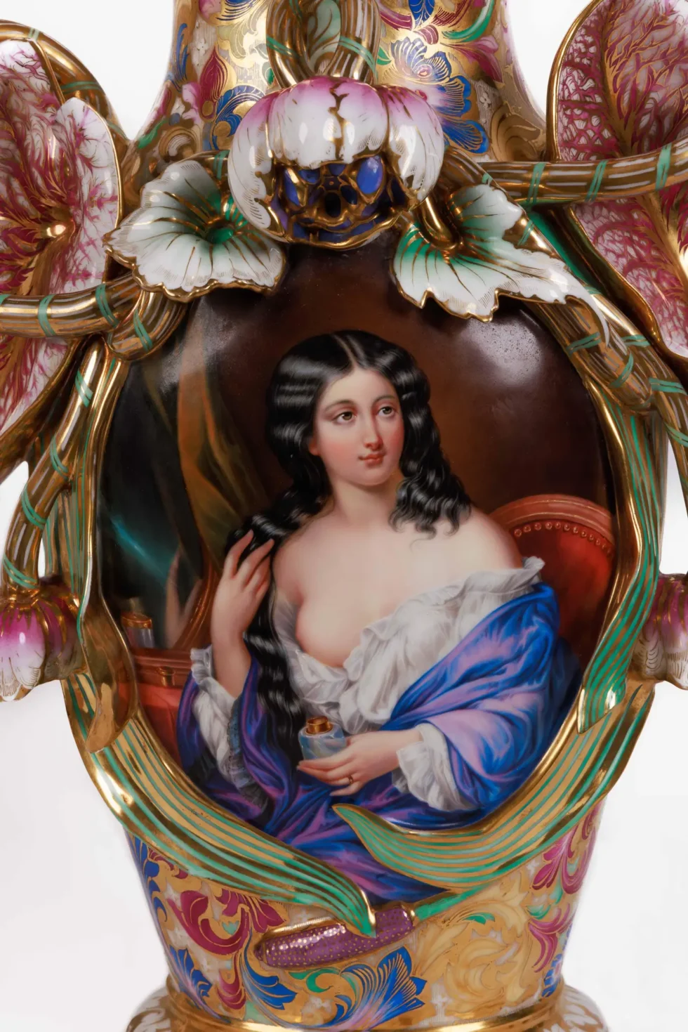 Monumental and Masterful Pair of French Paris Porcelain Hand-Painted Vases - Image 4