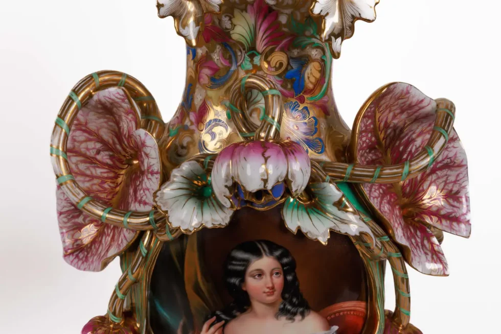Monumental and Masterful Pair of French Paris Porcelain Hand-Painted Vases - Image 6