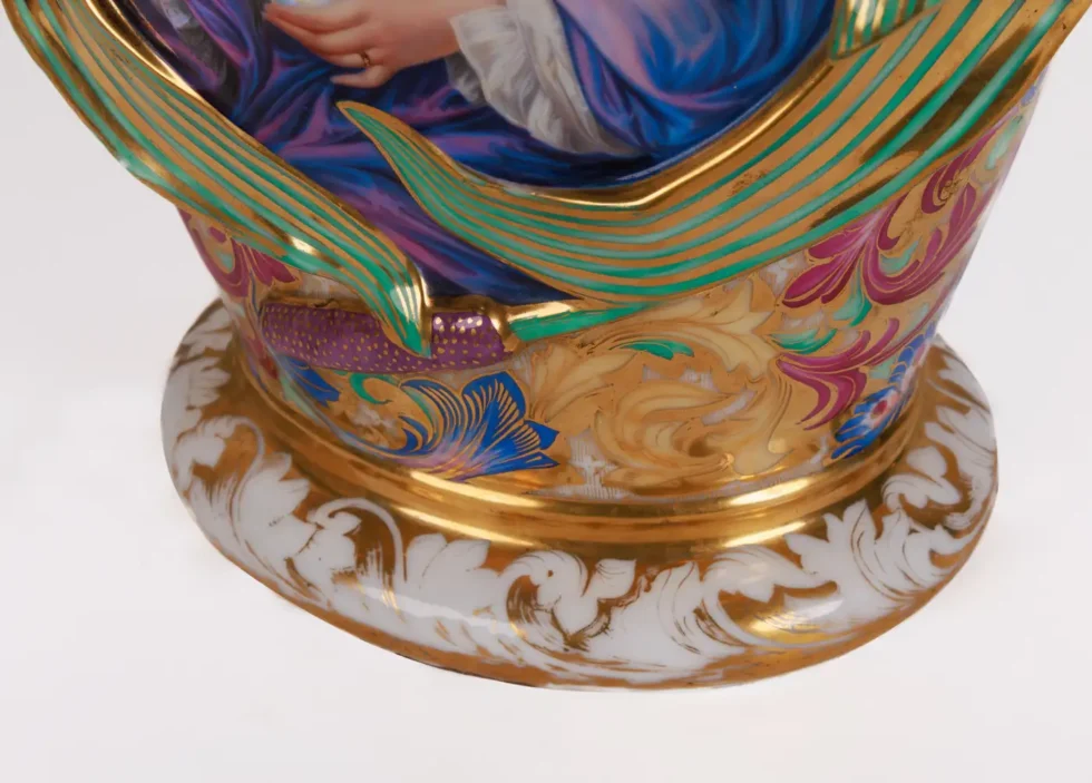 Monumental and Masterful Pair of French Paris Porcelain Hand-Painted Vases - Image 8