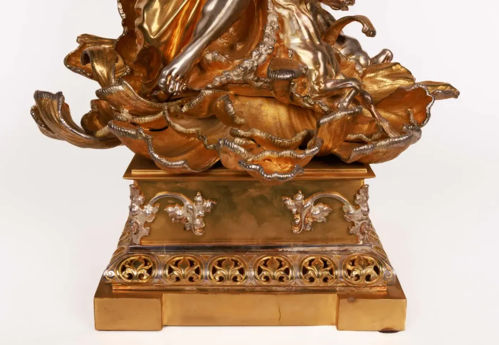 Monumental Silvered and Gilt-Bronze Glass Centerpiece of "Poseidon" - Image 4