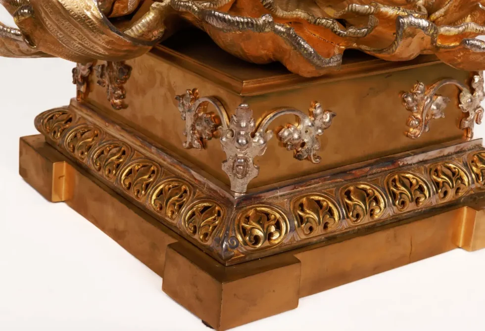 Monumental Silvered and Gilt-Bronze Glass Centerpiece of "Poseidon" - Image 6