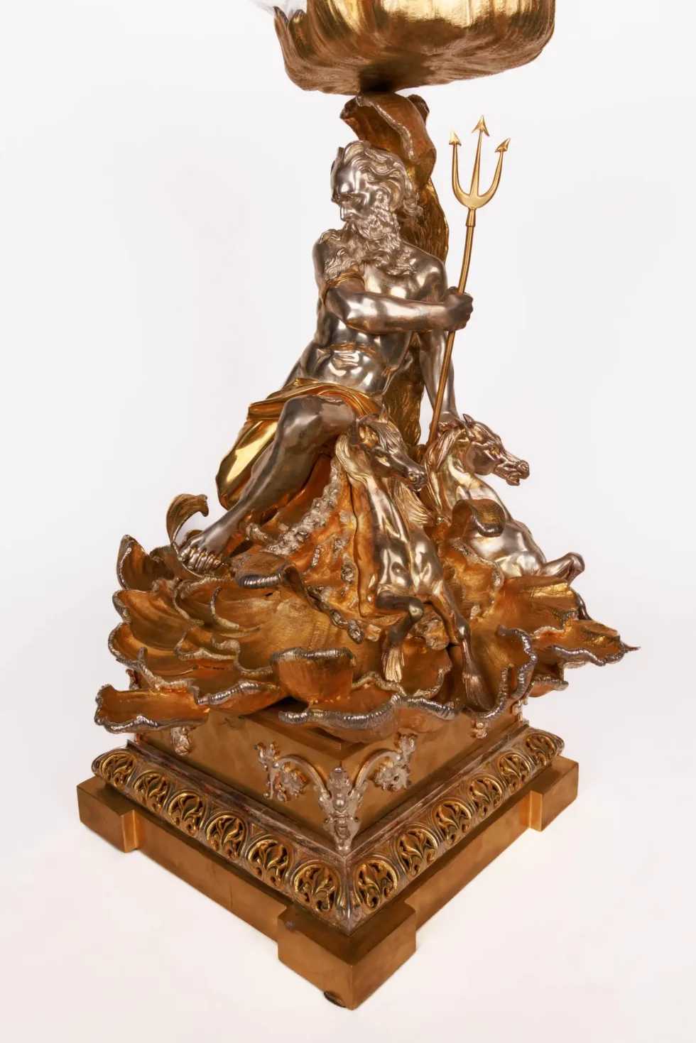 Monumental Silvered and Gilt-Bronze Glass Centerpiece of "Poseidon" - Image 13