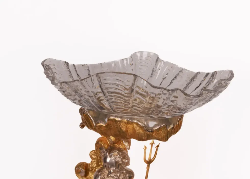 Monumental Silvered and Gilt-Bronze Glass Centerpiece of "Poseidon" - Image 14