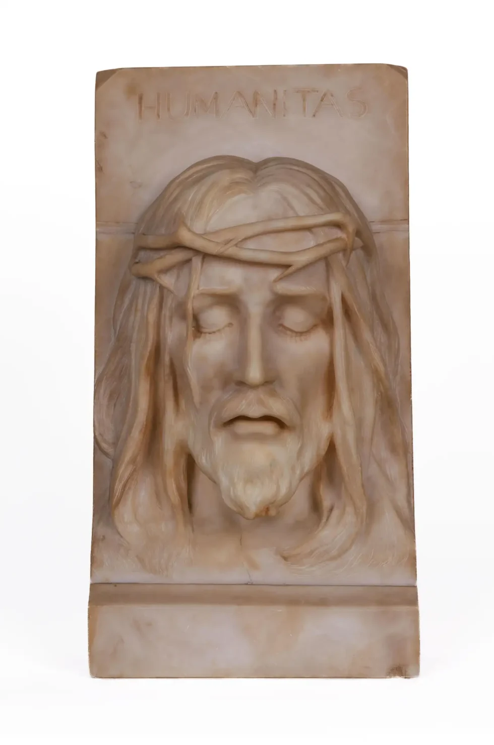 Rare and Important Italian Alabaster Bust Sculpture of Jesus Christ, C. 1860 - Image 2