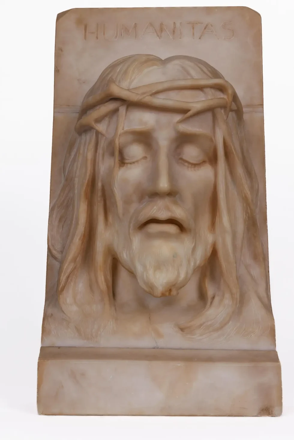 Rare and Important Italian Alabaster Bust Sculpture of Jesus Christ, C. 1860 - Image 5