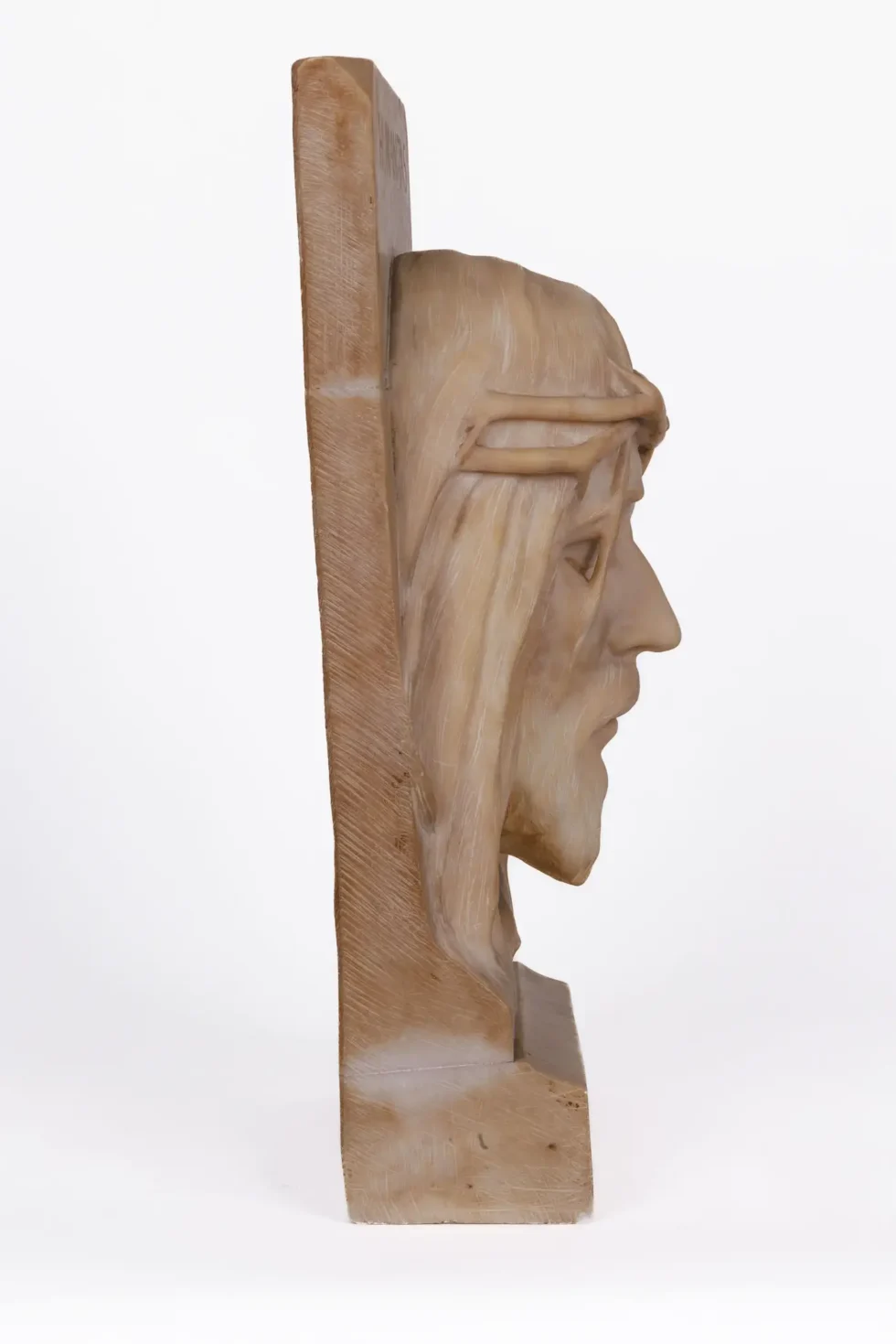 Rare and Important Italian Alabaster Bust Sculpture of Jesus Christ, C. 1860 - Image 9