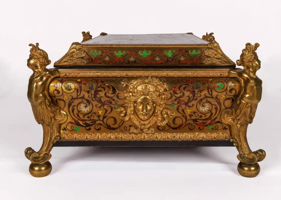 Monumental Louis XIV Style Gilt-Bronze Mounted Boulle Marquetry Casket Box - Image 10