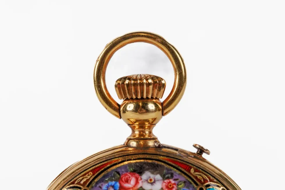 Rare Gold and Enamel Presentation Pocket Watch with Portrait of Naser Shah - Image 3