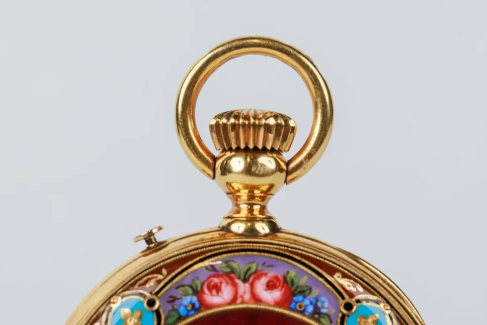 Rare Gold and Enamel Presentation Pocket Watch with Portrait of Naser Shah - Image 9
