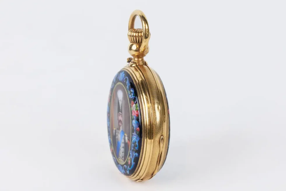 Rare Gold and Enamel Presentation Pocket Watch with Portrait of Naser Shah - Image 17