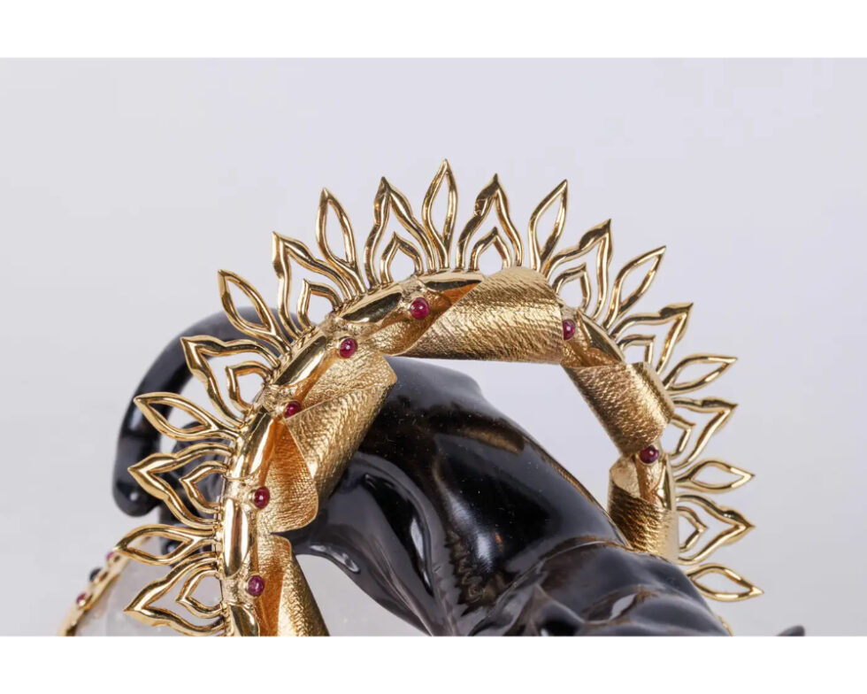 Alexandre Reza, Rare Obsidian, Silver-Gilt, and Rock Crystal Circus Panther - Image 9