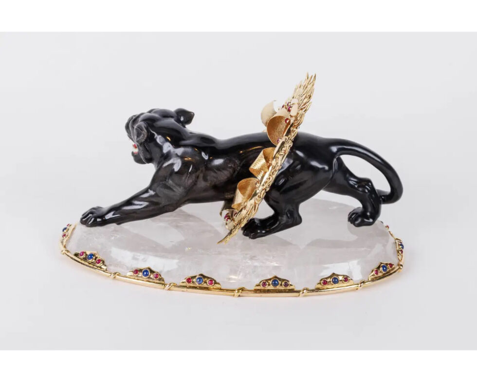 Alexandre Reza, Rare Obsidian, Silver-Gilt, and Rock Crystal Circus Panther - Image 11